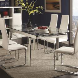 Modern Dining Contemporary Glass Dining Table with Leaves